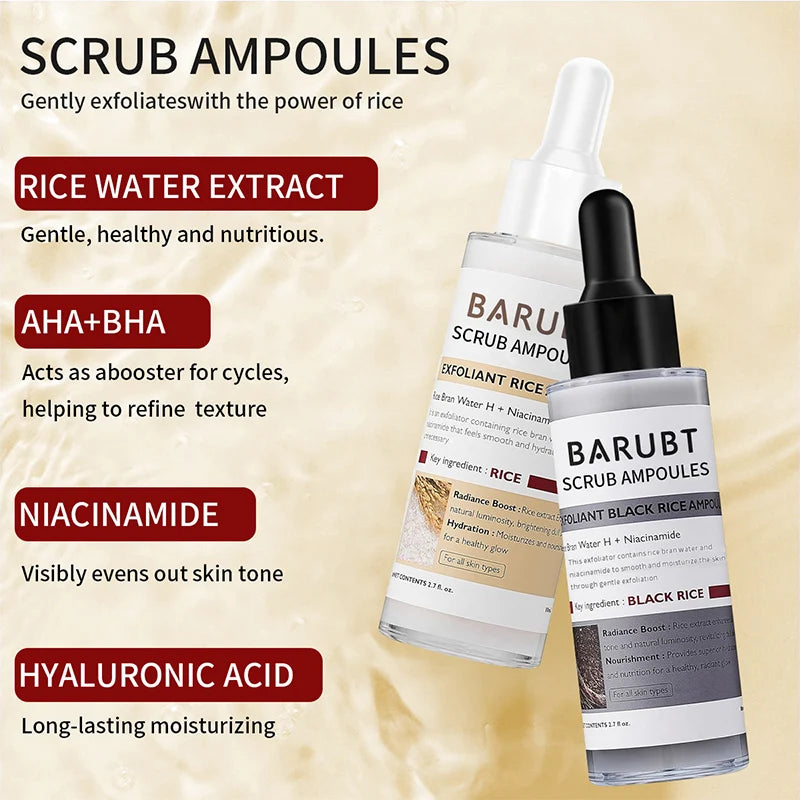 Essence Toner White Rice+black Rice Ampoule Skin Softening Essence Exfoliate Face Scrub Dead Skin Fade Essence Brighten Body